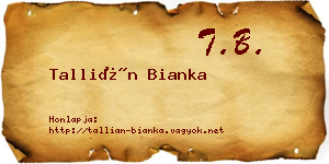 Tallián Bianka névjegykártya